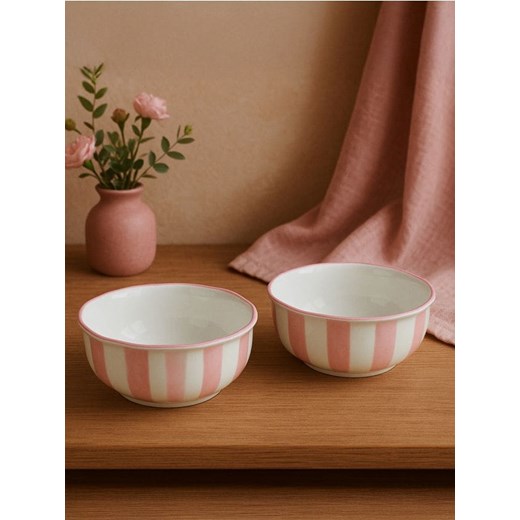 Sinsay - Miska w paski 2 pack - różowy ze sklepu Sinsay w kategorii Miski - zdjęcie 183855181