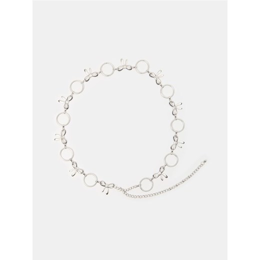 Sinsay - Pasek łańcuszkowy z motywem kokardki - srebrny Sinsay M/L Sinsay