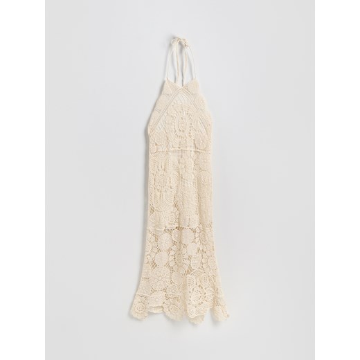 Reserved - Ażurowa sukienka maxi - złamana biel Reserved S Reserved