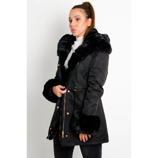 CZARNA KURTKA PARKA ZIMOWA Z ODPINANYM FUTERKIEM ze sklepu olika.com.pl w kategorii Parki damskie - zdjęcie 183858553