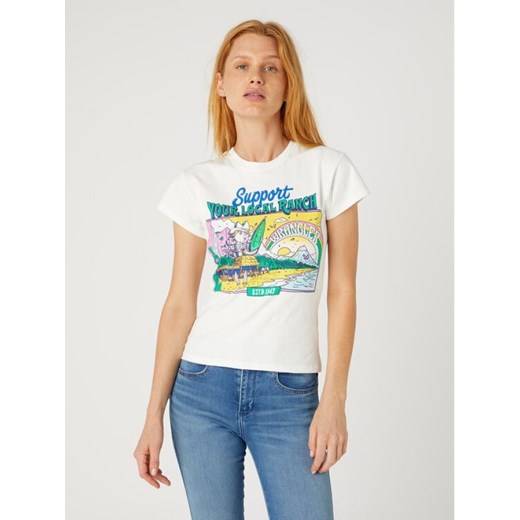 WRANGLER DAMSKA KOSZULKA WRANGLER SHRUNKEN BAND TEE WORN WHITE 112332013 ze sklepu YouNeedit.pl w kategorii Bluzki damskie - zdjęcie 183858972
