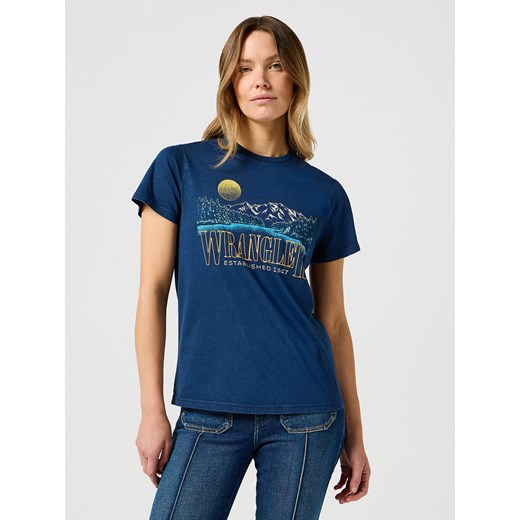 WRANGLER DAMSKA KOSZULKA WRANGLER GRAPHIC TEE NAVY 112356432 ze sklepu YouNeedit.pl w kategorii Bluzki damskie - zdjęcie 183859042
