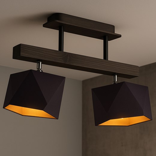 Lampa 2-płomienna na drewnianej belce ASTIR GOLD ze sklepu Lysne w kategorii Lampy sufitowe - zdjęcie 183859283