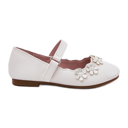 EVento Dziecięce Balerinki Z Kwiatuszkami Białe Evento 28 ButyModne.pl