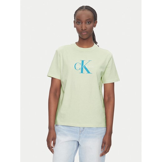 Calvin Klein Jeans T-Shirt Hero LV047B865G Beżowy Regular Fit ze sklepu MODIVO w kategorii Bluzki damskie - zdjęcie 183862914