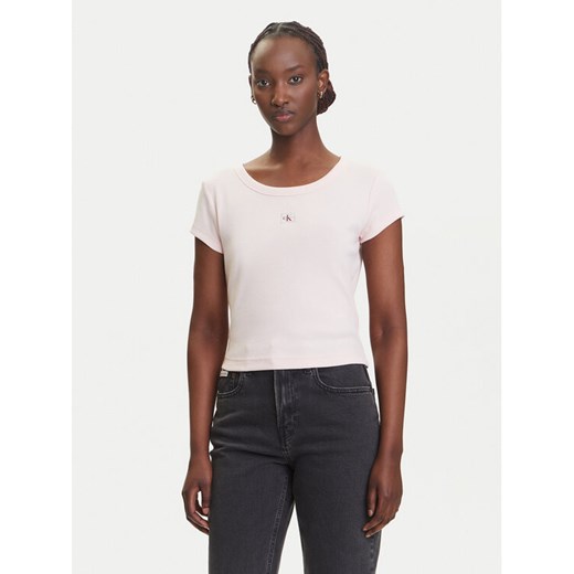 Calvin Klein Jeans T-Shirt LV047C200G Różowy Slim Fit ze sklepu MODIVO w kategorii Bluzki damskie - zdjęcie 183867311