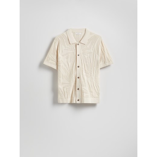 Reserved - Ażurowy sweter z krótkim rękawem - beżowy Reserved S/M Reserved