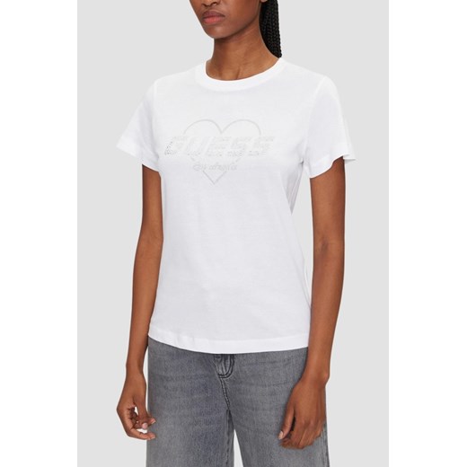 GUESS Biały damski t-shirt Narciso, Rozmiar XS ze sklepu outfit.pl w kategorii Bluzki damskie - zdjęcie 183872382