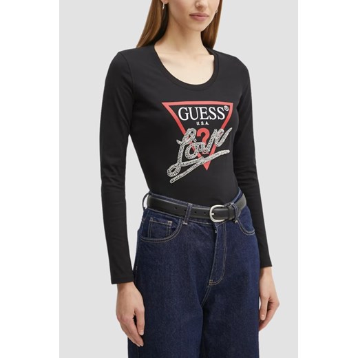 GUESS Czarny damski longsleeve Love Tee, Rozmiar XS ze sklepu outfit.pl w kategorii Bluzki damskie - zdjęcie 183872450