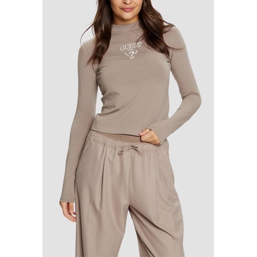 GUESS Beżowy damski longsleeve Colette Tee, Rozmiar XS ze sklepu outfit.pl w kategorii Bluzki damskie - zdjęcie 183872461