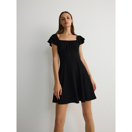 Reserved - Sukienka mini z falbanami - czarny ze sklepu Reserved w kategorii Sukienki - zdjęcie 183876314