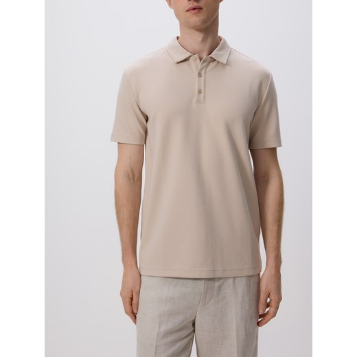 Reserved - Koszulka polo regular fit - beżowy ze sklepu Reserved w kategorii T-shirty męskie - zdjęcie 183880022