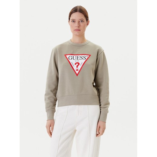Guess Bluza W2YQ16 KBA11 Khaki Regular Fit ze sklepu MODIVO w kategorii Bluzy damskie - zdjęcie 183885453