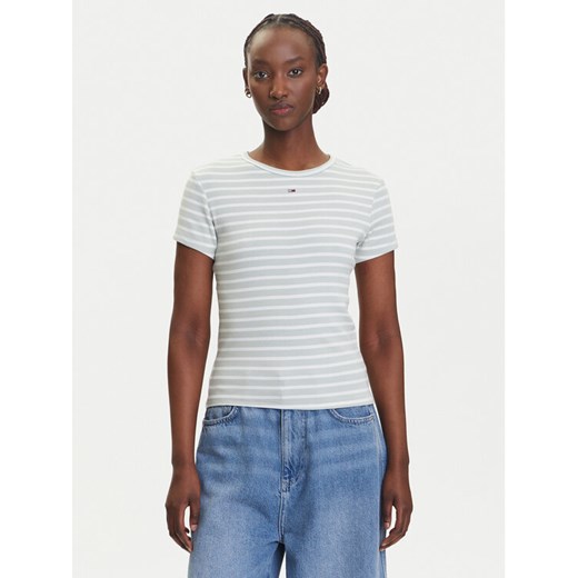 Tommy Jeans T-Shirt Essential DW0DW17383 Zielony Slim Fit ze sklepu MODIVO w kategorii Bluzki damskie - zdjęcie 183885472