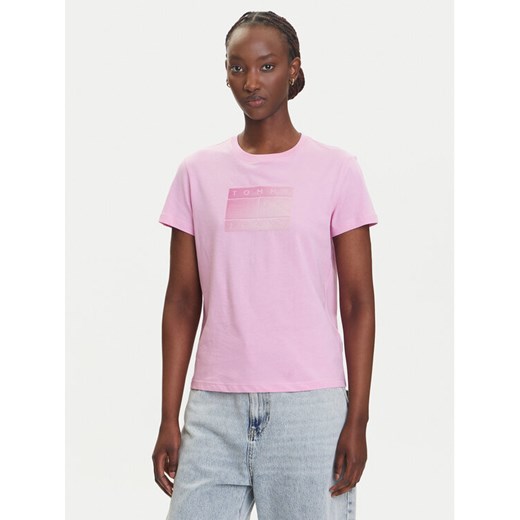 Tommy Jeans T-Shirt Gradient Flag DW0DW20905 Różowy Regular Fit ze sklepu MODIVO w kategorii Bluzki damskie - zdjęcie 183885473