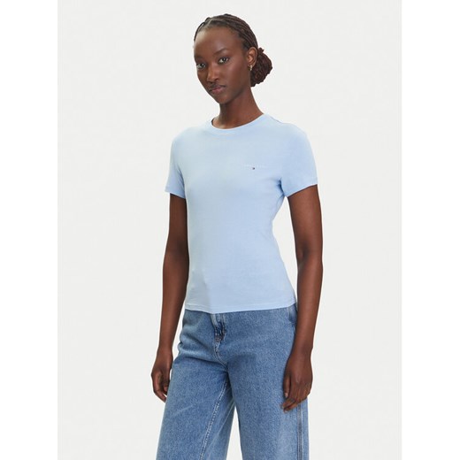 Tommy Jeans T-Shirt Linear DW0DW21164 Błękitny Slim Fit ze sklepu MODIVO w kategorii Bluzki damskie - zdjęcie 183885474