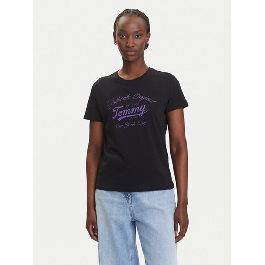 Tommy Jeans T-Shirt Essential DW0DW21404 Czarny Regular Fit ze sklepu MODIVO w kategorii Bluzki damskie - zdjęcie 183885521
