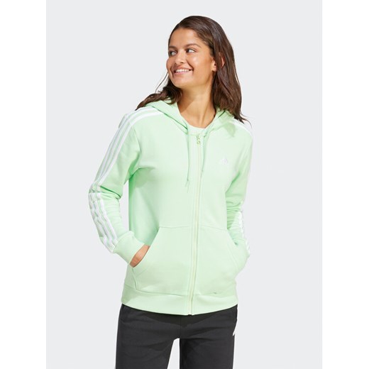 adidas Bluza Essentials 3-Stripes IR6077 Zielony Regular Fit XS MODIVO