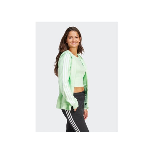 adidas Bluza Essentials 3-Stripes IR6077 Zielony Regular Fit XS MODIVO