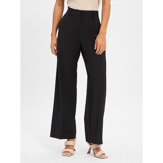 Weekend Max Mara Damskie spodnie garniturowe z wełny dziewiczej - Visivo Kobiety wełna ze strzyży czarny jednolity ze sklepu vangraaf w kategorii Spodnie damskie - zdjęcie 183887254