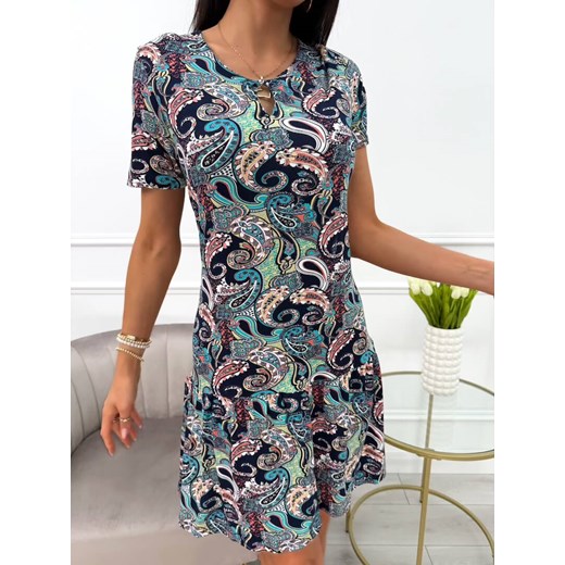 Orientalna Sukienka z Falbanką Plus Size ze sklepu ModnaKiecka.pl w kategorii Sukienki - zdjęcie 183887511