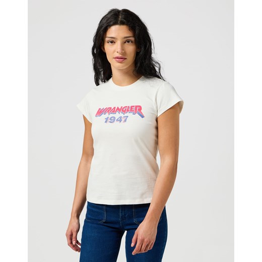 WRANGLER DAMSKA KOSZULKA WRANGLER SHRUNKEN BAND TEE WORN WHITE 112355334 ze sklepu YouNeedit.pl w kategorii Bluzki damskie - zdjęcie 183888403