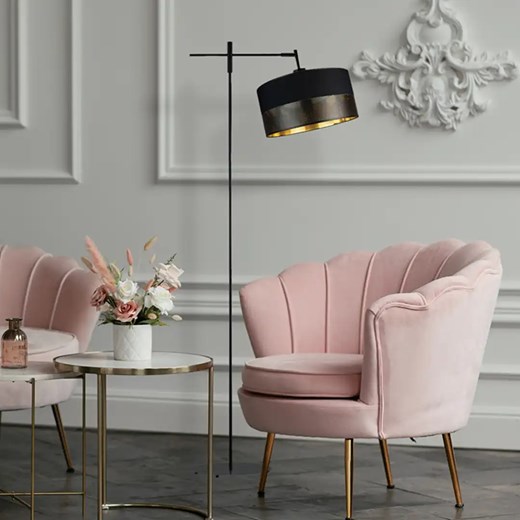 Regulowana lampa stojąca MELTON GLAM na czarnym stelażu ze sklepu Lysne w kategorii Lampy podłogowe - zdjęcie 183888440