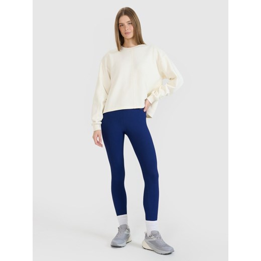 Damskie legginsy dzianinowe 4F 4FWSS25TTIGF204 - granatowe ze sklepu Sportstylestory.com w kategorii Spodnie damskie - zdjęcie 183889682