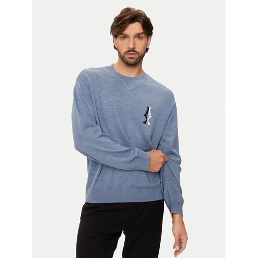 Armani Exchange Sweter 6DZM6H ZM5BZ 15DU Niebieski Regular Fit ze sklepu MODIVO w kategorii Swetry męskie - zdjęcie 183890112