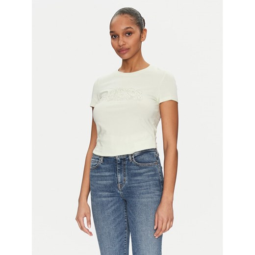 Guess T-Shirt W5GI04 J1314 Żółty Slim Fit ze sklepu MODIVO w kategorii Bluzki damskie - zdjęcie 183891011