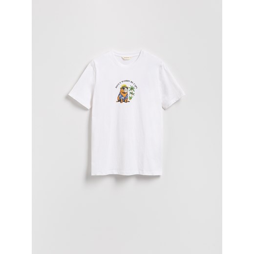 Reserved - T-shirt regular z nadrukiem - biały ze sklepu Reserved w kategorii T-shirty męskie - zdjęcie 183891402