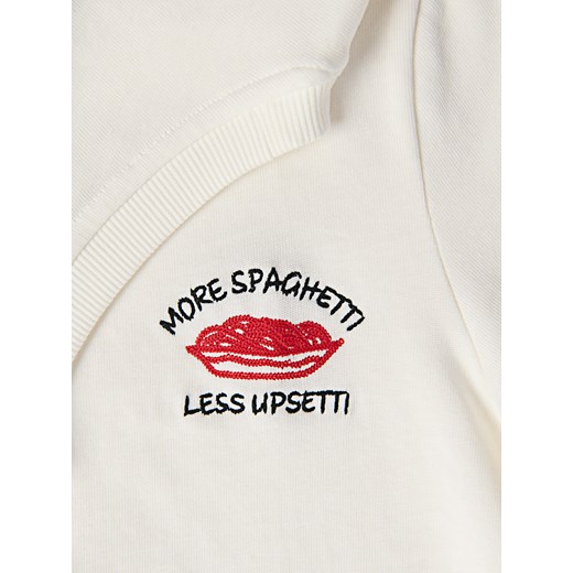 Bluzka damska biała Reserved z okrągłym dekoltem z krótkim rękawem 