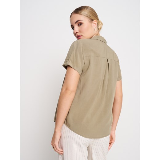Sinsay - Wiskozowa koszula z krótkim rękawem - zielony Sinsay XXL Sinsay