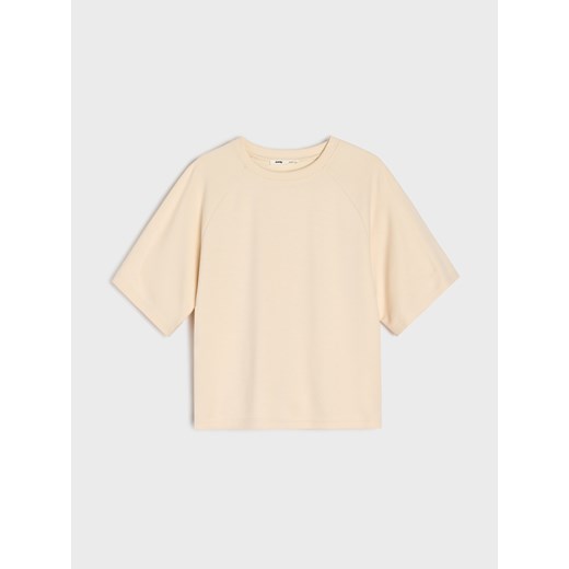 Sinsay - Bluza z domieszką wiskozy - kremowy Sinsay S Sinsay