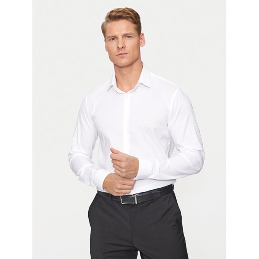 Calvin Klein Koszula K10K113182 Biały Slim Fit ze sklepu MODIVO w kategorii Koszule męskie - zdjęcie 183894941