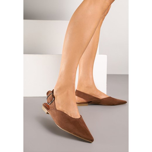 Jasnobrązowe Sandały Vices Typu Slingback z Wkładką ze Skóry Naturalnej Rallora ze sklepu renee.pl w kategorii Balerinki - zdjęcie 183897114
