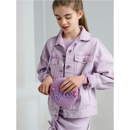 Sinsay - Okrągła pleciona torebka z napisem 3d - fioletowy ze sklepu Sinsay w kategorii Torby i walizki dziecięce - zdjęcie 183897750