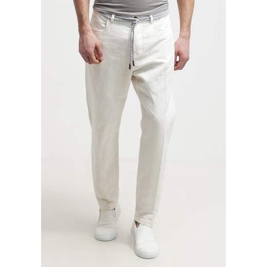 Esprit Spodnie materiałowe off white zalando szary bawełna