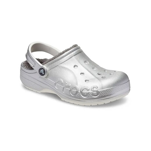 Klapki damskie Crocs srebrne bez zapięcia casual 