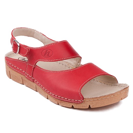 674 Helios sandały czerwone skórzane milandi-pl czerwony lato