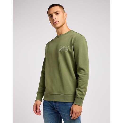 LEE WOBBLY SWS MĘSKA BLUZA BEZ KAPTURA LOGO OLIVE 112351278 L81M045022 ze sklepu YouNeedit.pl w kategorii Bluzy męskie - zdjęcie 183902500