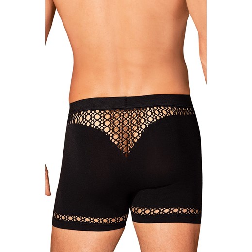 Obsessive M102 czarne bokserki z ażurowymi wycięciami, Kolor czarny, Rozmiar S/M/L, Obsessive ze sklepu Intymna w kategorii Majtki męskie - zdjęcie 183906012