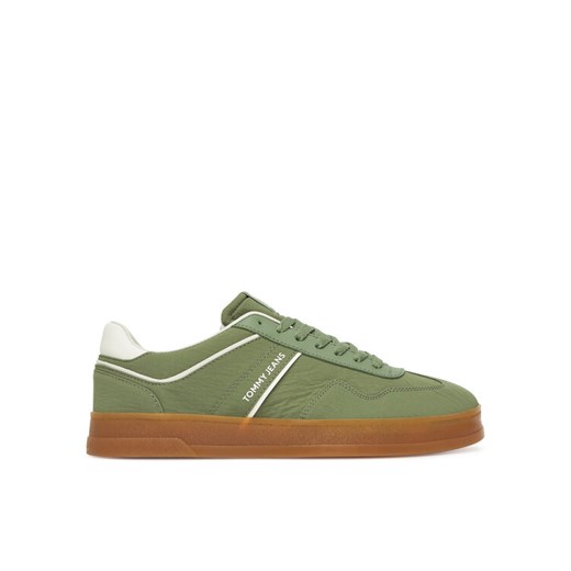 Sneakersy Tommy Jeans The Greenwich Mix Media EM0EM01586 Zielony ze sklepu eobuwie.pl w kategorii Buty sportowe męskie - zdjęcie 183906390