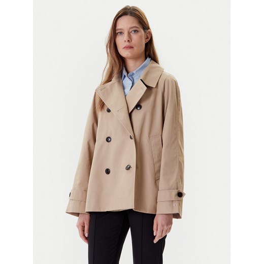 Tommy Hilfiger Trencz WW0WW45618 Beżowy Regular Fit ze sklepu MODIVO w kategorii Płaszcze damskie - zdjęcie 183907544
