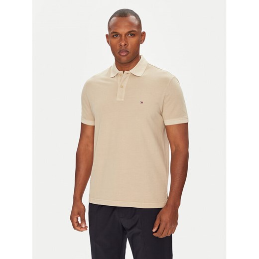 Tommy Hilfiger Polo MW0MW34757 Beżowy Regular Fit ze sklepu MODIVO w kategorii T-shirty męskie - zdjęcie 183907590