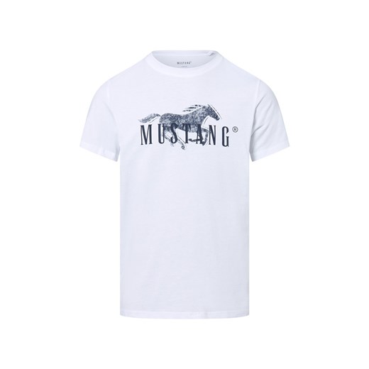 Mustang Koszulka męska - Austin Mężczyźni Bawełna biały nadruk ze sklepu vangraaf w kategorii T-shirty męskie - zdjęcie 183909494
