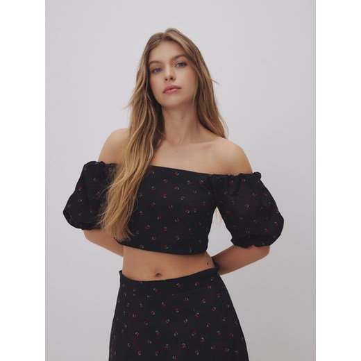 Reserved - Krótka bluzka hiszpanka - wielobarwny ze sklepu Reserved w kategorii Bluzki damskie - zdjęcie 183909933