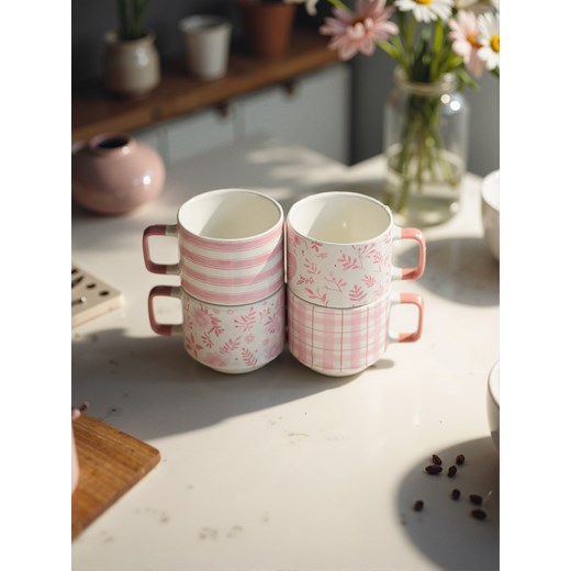 Sinsay - Zestaw kubków z metalowym stojakiem - różowy Sinsay One Size Sinsay