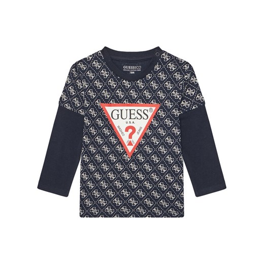 Guess Bluzka N5YI09 K8HM4 Granatowy Regular Fit ze sklepu MODIVO w kategorii Kaftaniki i bluzki - zdjęcie 183910671