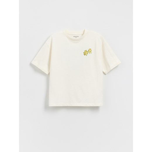 Reserved - T-shirt oversize z nadrukiem - złamana biel ze sklepu Reserved w kategorii T-shirty chłopięce - zdjęcie 183912312